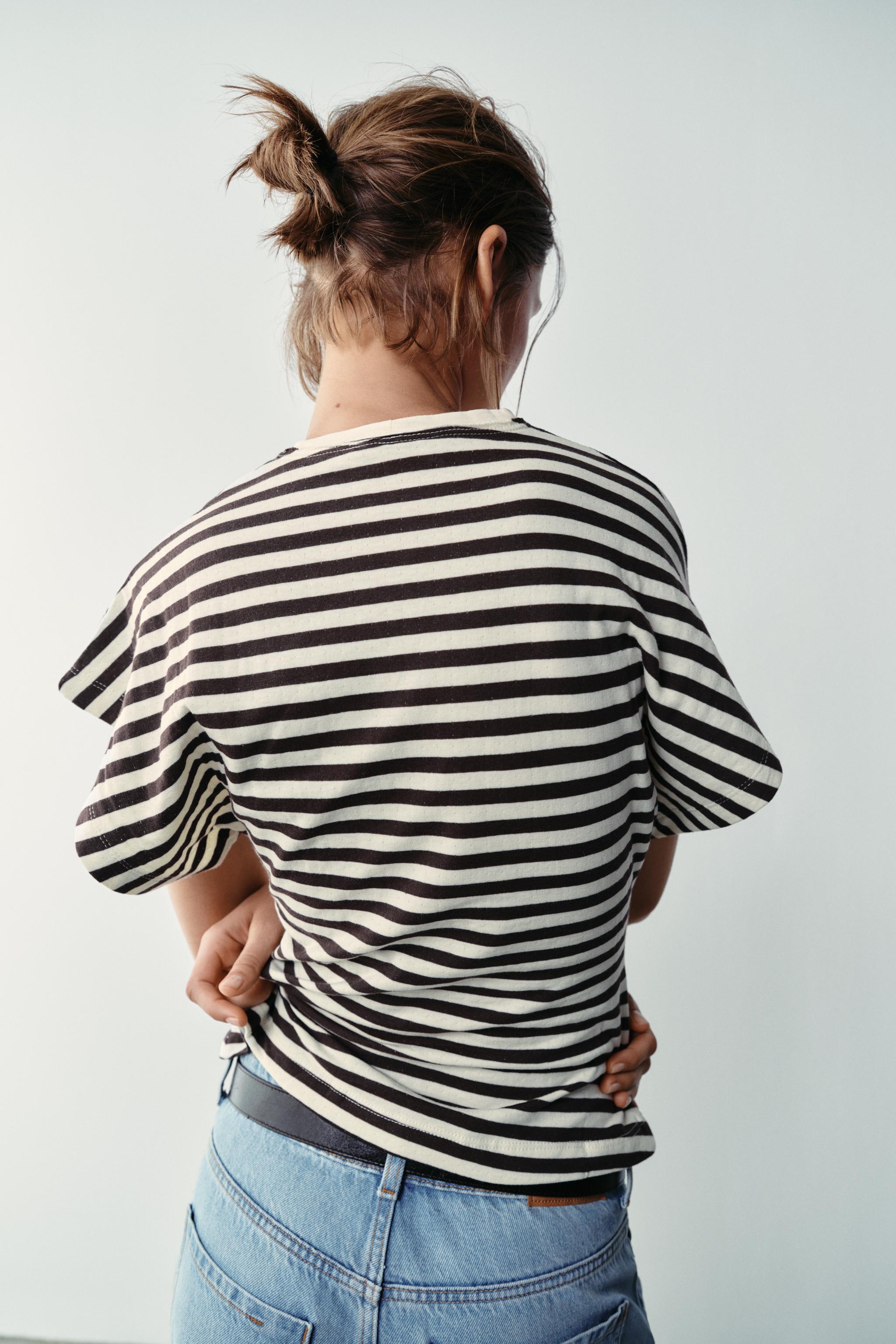 WIDE SLEEVE STRIPED T-SHIRT - thumbnail 4