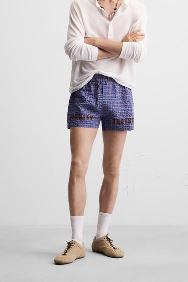BOXER EN POPELINE GUITARRICADELAFUENTE - Bleu de Zara - Image 1