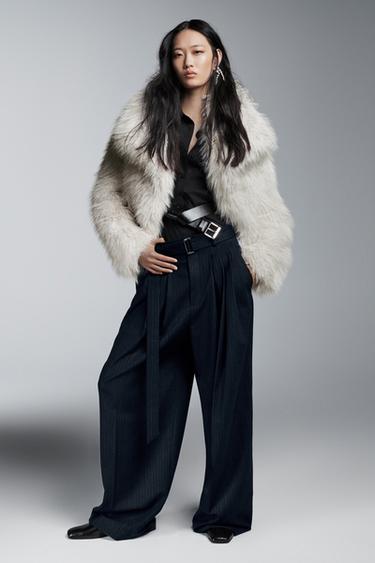 Zara ZW COLLECTION 毛絨效果外套 - 裸色