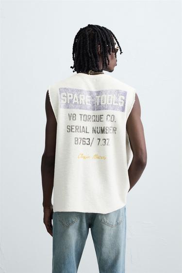 WASHED PRINT KNIT TANK TOP - Beige by Zara - Image 2