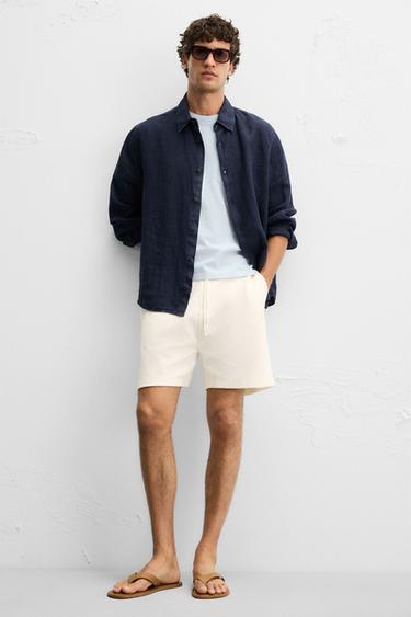 BERMUDA DE JOGGING TEXTURÉ - Blanc cassé de Zara - Image 5