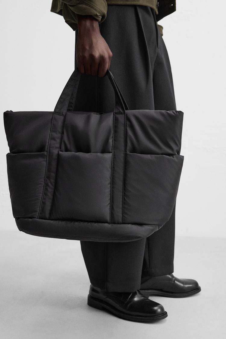 Zara Bolsos Mochila Nylon Mujer Zara BOLSO SHOPPER NYLON Negro