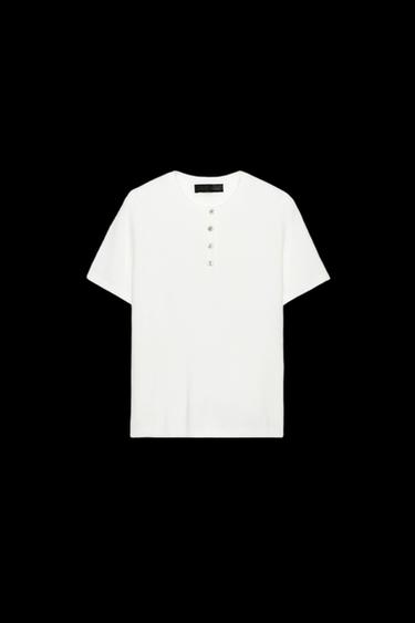 TOP IN MAGLIA CON BOTTONI - Bianco di Zara - Immagine 0