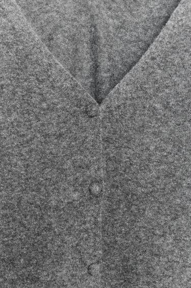 WOOL AND CASHMERE V-NECK CARDIGAN - Grey by Zara - Image 5