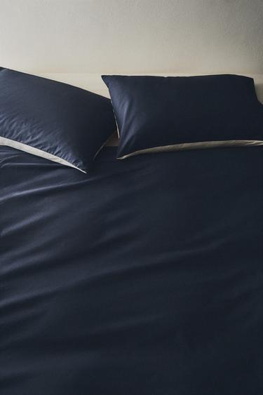 REVERSIBLE PERCALE BED LINEN SET (200 THREAD COUNT) - Blue by Zara