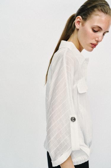 SAFARI BLOUSE WITH ROLLED-UP SLEEVES - White by Zara - Image 2