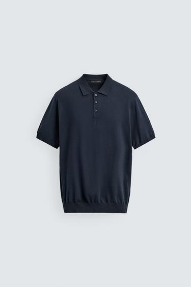 REGULAR FIT KNIT POLO SHIRT - Navy blue by Zara