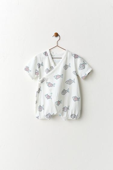 PRINTED FISH WRAP ROMPER - White by Zara
