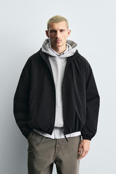 Zara 科技連帽外套 - 黑色