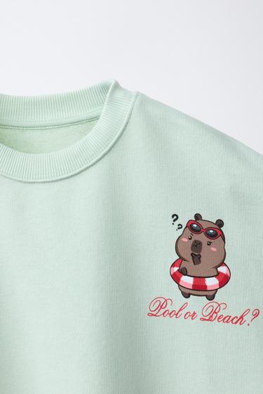 CAPIBARA CAPYFUN © PRINTED SWEATSHIRT - Light green by Zara - Image 2