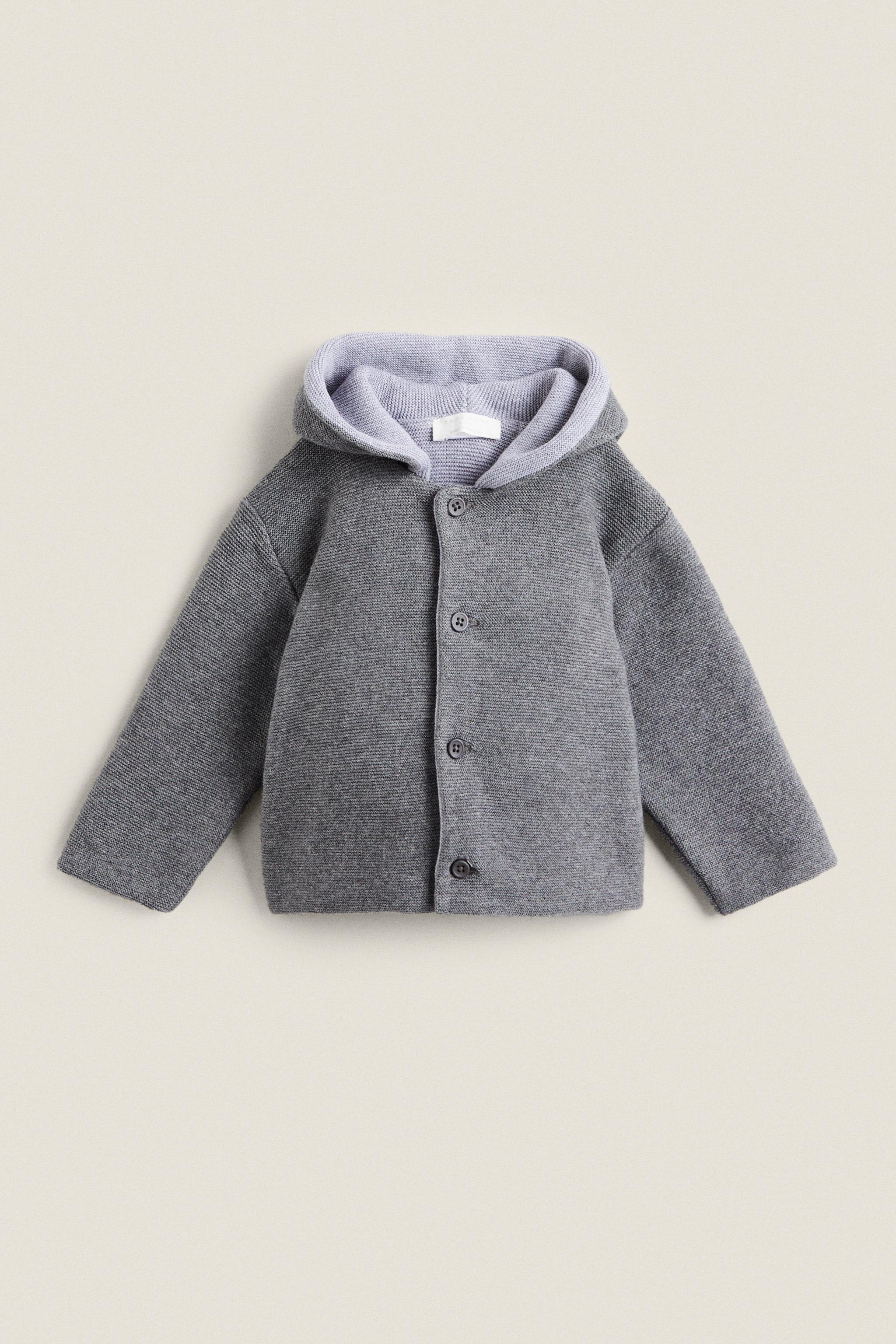 HOODED MERINO WOOL BABY JACKET - Gray | ZARA Canada