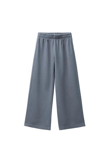 WASHED-EFFECT WIDE-LEG TROUSERS - Light blue by Zara