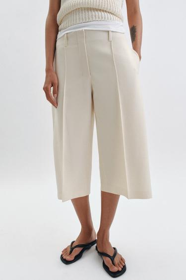 ZW COLLECTION STRAIGHT-LEG BERMUDA SHORTS WITH SEAM DETAIL - Beige by Zara - Image 1