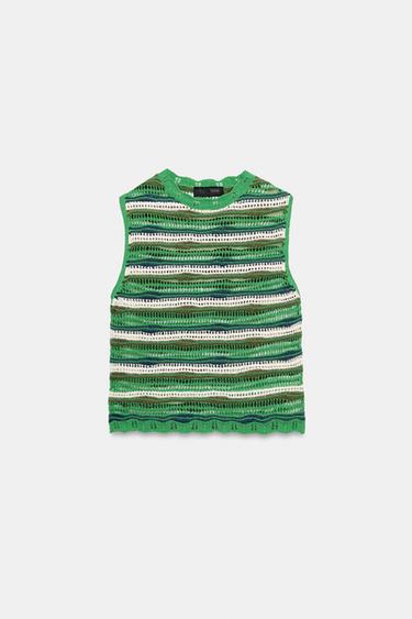 TOP EN MAILLE STRUCTURÉ À RAYURES - Multicolore de Zara - Image 6