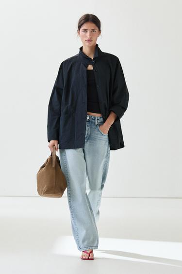Veste-cape col patte boutonnée - Bleu profond de Zara - Image 0