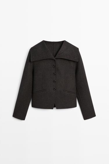 Short coat with high collar — Anthracite grey 1