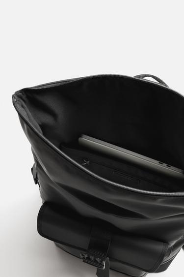 RUBBERISED FLAP BACKPACK - Black by Zara - Image 3
