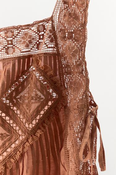 LIMITED EDITION ARGYLE LACE TOP - Brick by Zara - Image 6