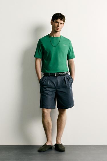 REGULAR FIT CONTRAST PRINT T-SHIRT - GREEN by Zara