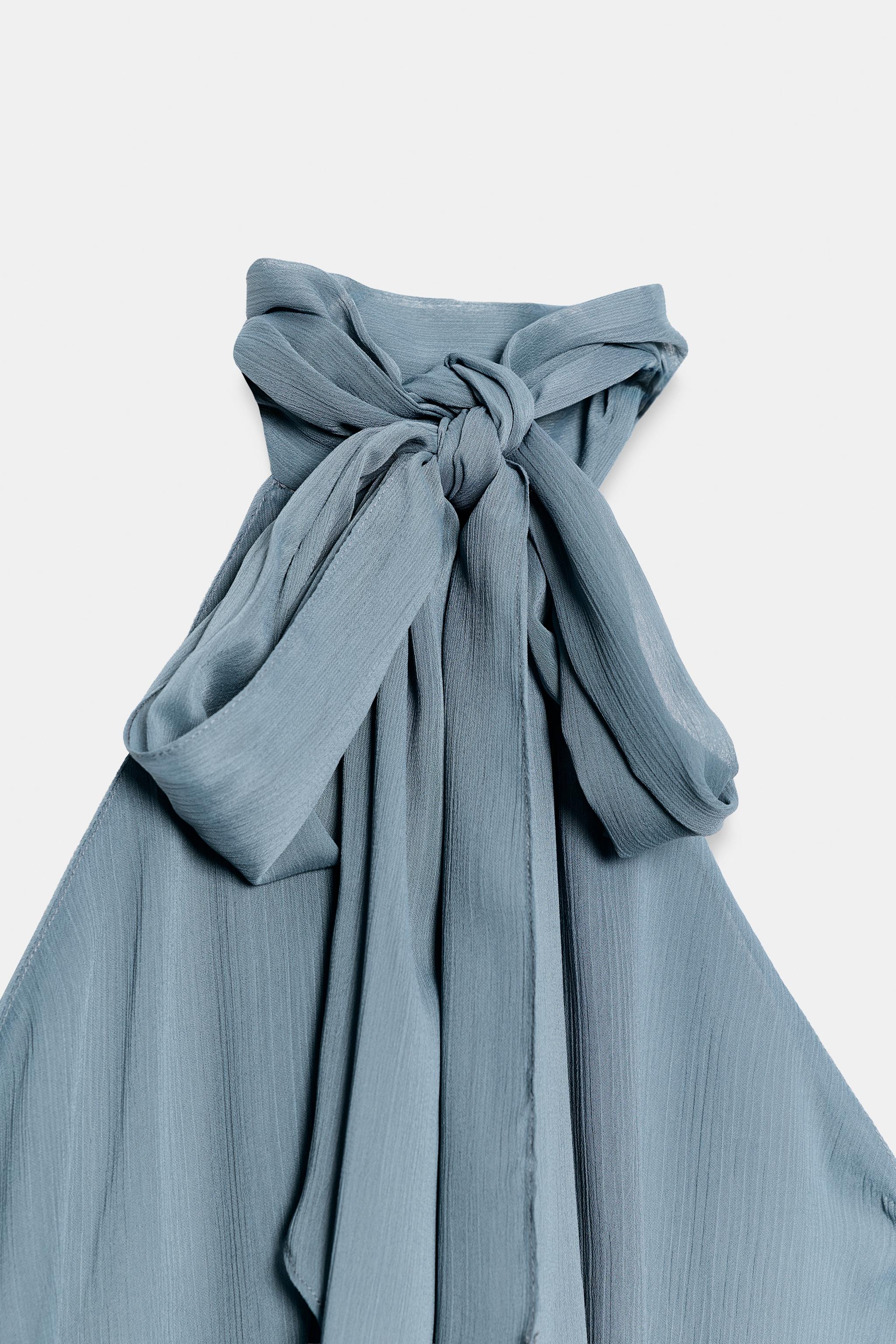 ZW COLLECTION ASYMMETRIC HALTER TOP - Blue grey | ZARA India