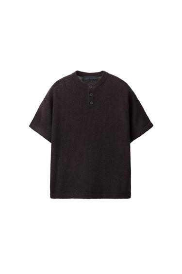CAMISETA PUNTO RÚSTICA - chocolate de Zara