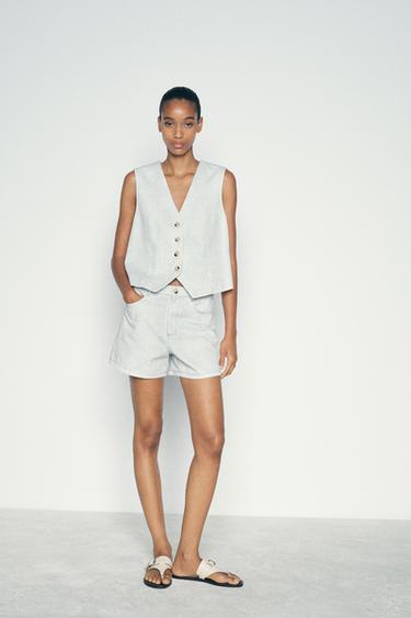 STRIPED SHORTS - Blue/White by Zara