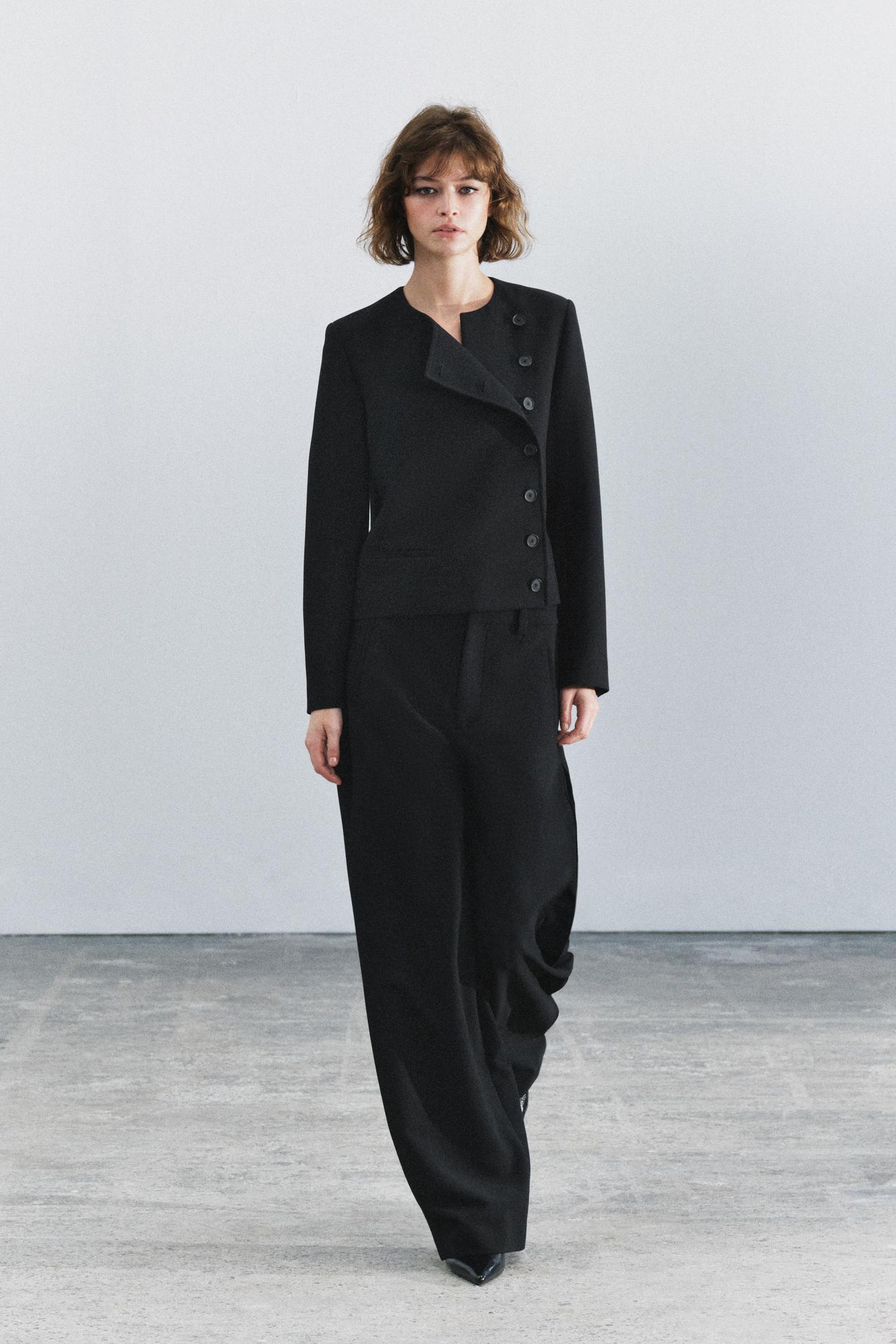 Женские брюки Zara Side Pleated ZW Collection, цвет: Чёрный — фото 5