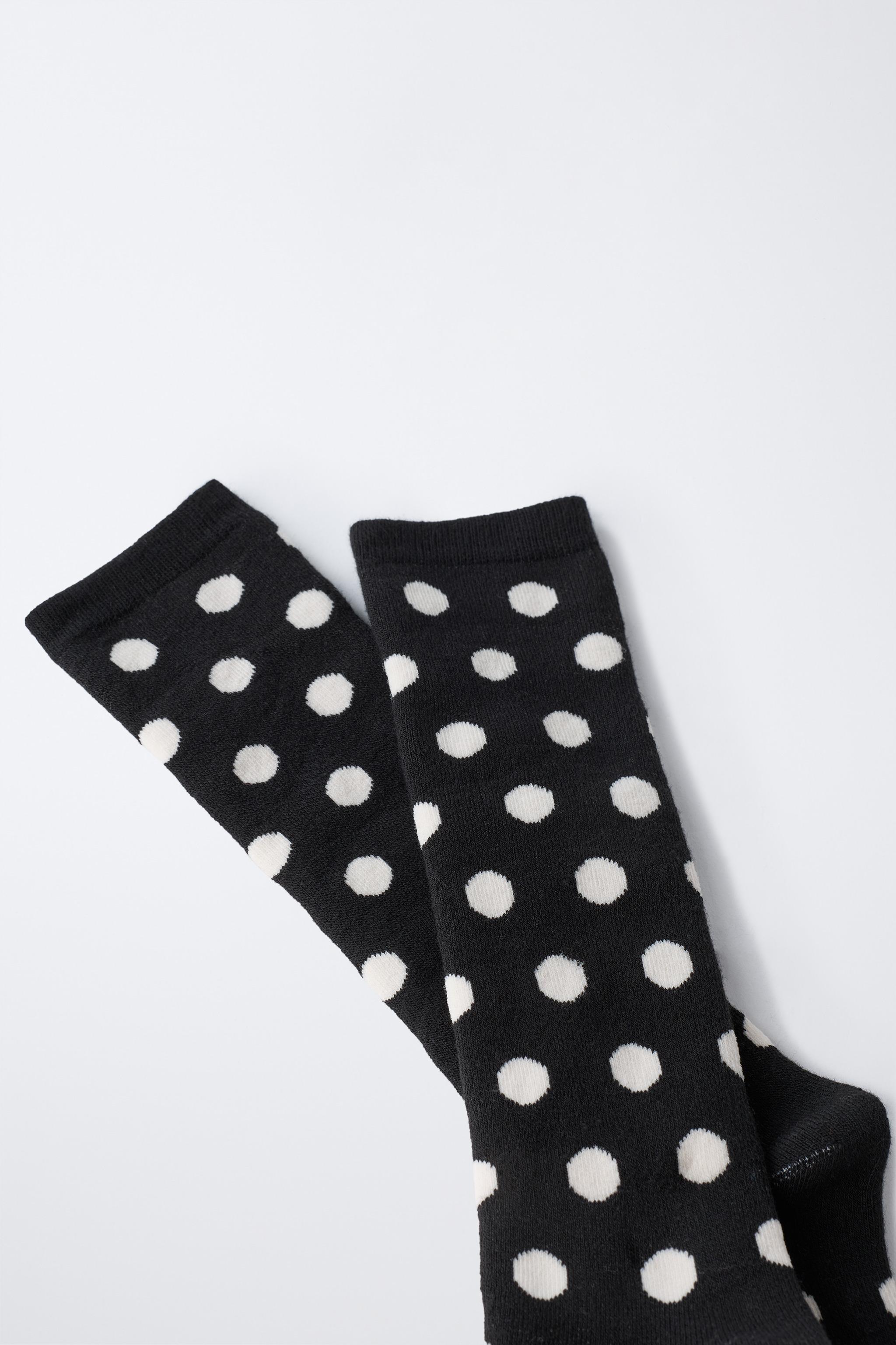 THERMAL POLKA DOT KNEE SOCKS