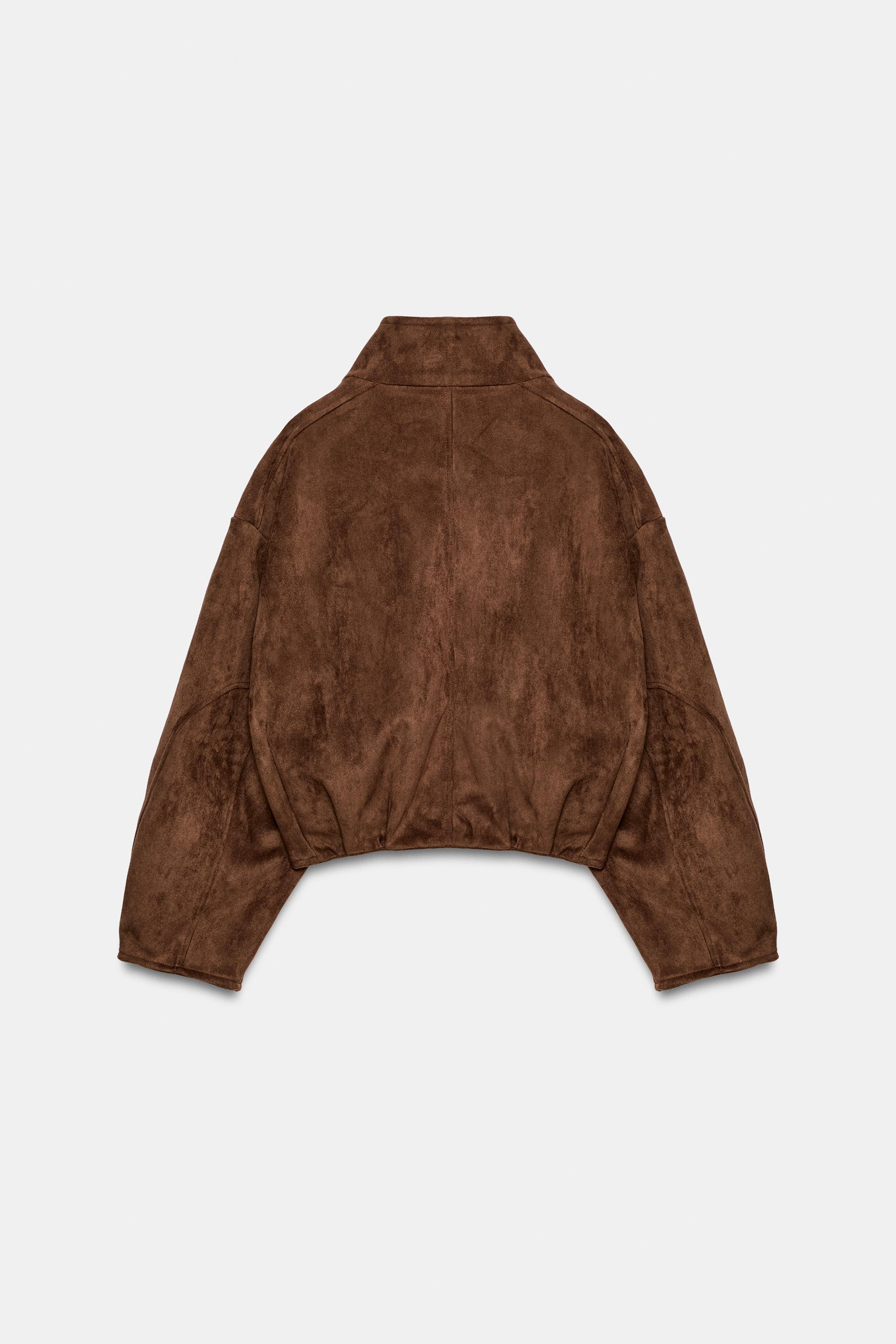 Женские куртки Zara CROPPED FAUX SUEDE JACKET — фото 8