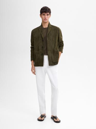 Zara 100% linen tapered fit trousers - White