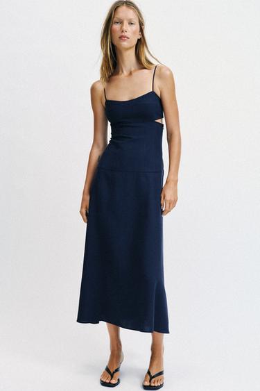 CUT-OUT STRAPPY MIDI DRESS - Ink blue by Zara