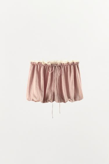 STRIPED LACE BALLOON SHORTS - Pink by Zara - Image 4