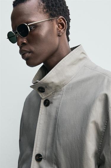 BLOUSON COUPE DÉCONTRACTÉE À CARREAUX TEXTURÉS - Gris de Zara - Image 5