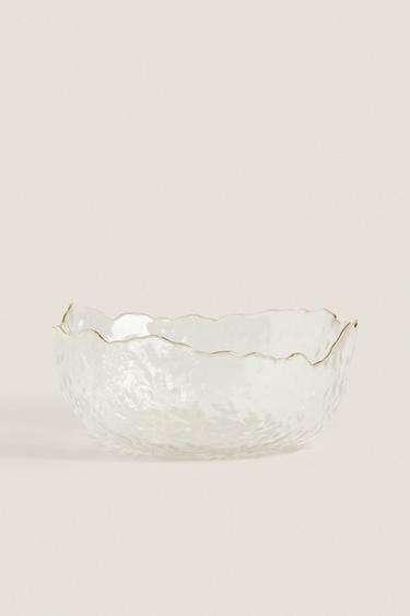 GLASS SALAD BOWL WITH RIM - Gold by Zara - Image 0