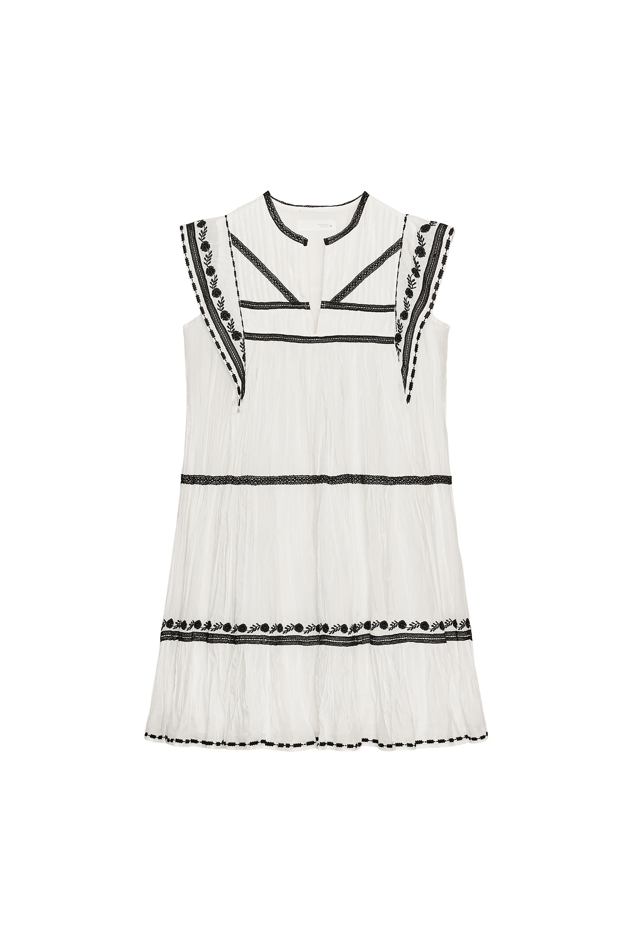 ZW COLLECTION 刺繍入りショート丈ワンピース - エクリュ | ZARA Japan