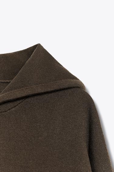 KNIT HOODIE - Brown by Zara - Image 8