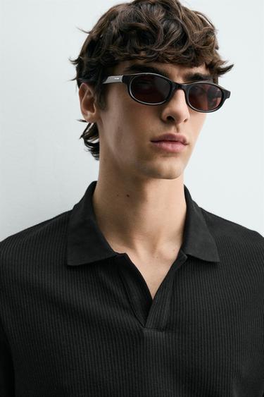 VERTICAL TEXTURED POLO SHIRT - Black by Zara - Image 5