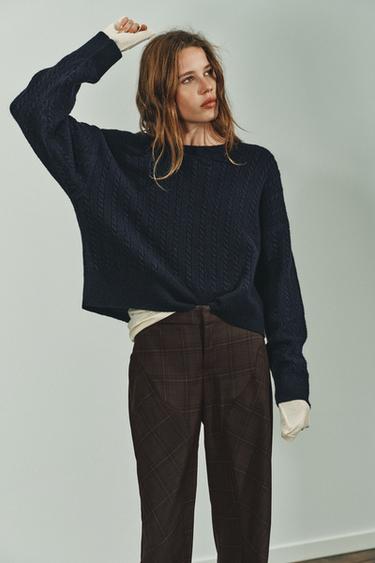 CHECK TROUSERS WITH SEAM DETAILS - Khaki by Zara - Image 1