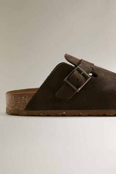 SABOT CUIR BOUCLE DÉTAIL SURPIQÛRE - Marron de Zara - Image 4