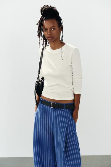 FLIESSENDE HOSE MIT ZIERFALTEN - Bläulich von Zara