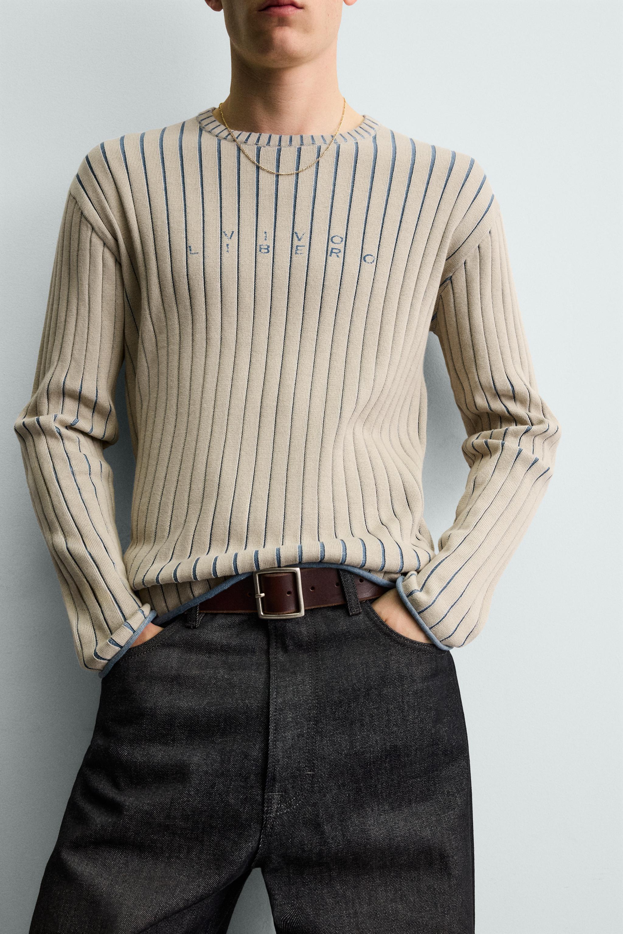 PRINTED TEXT RIBBED JUMPER