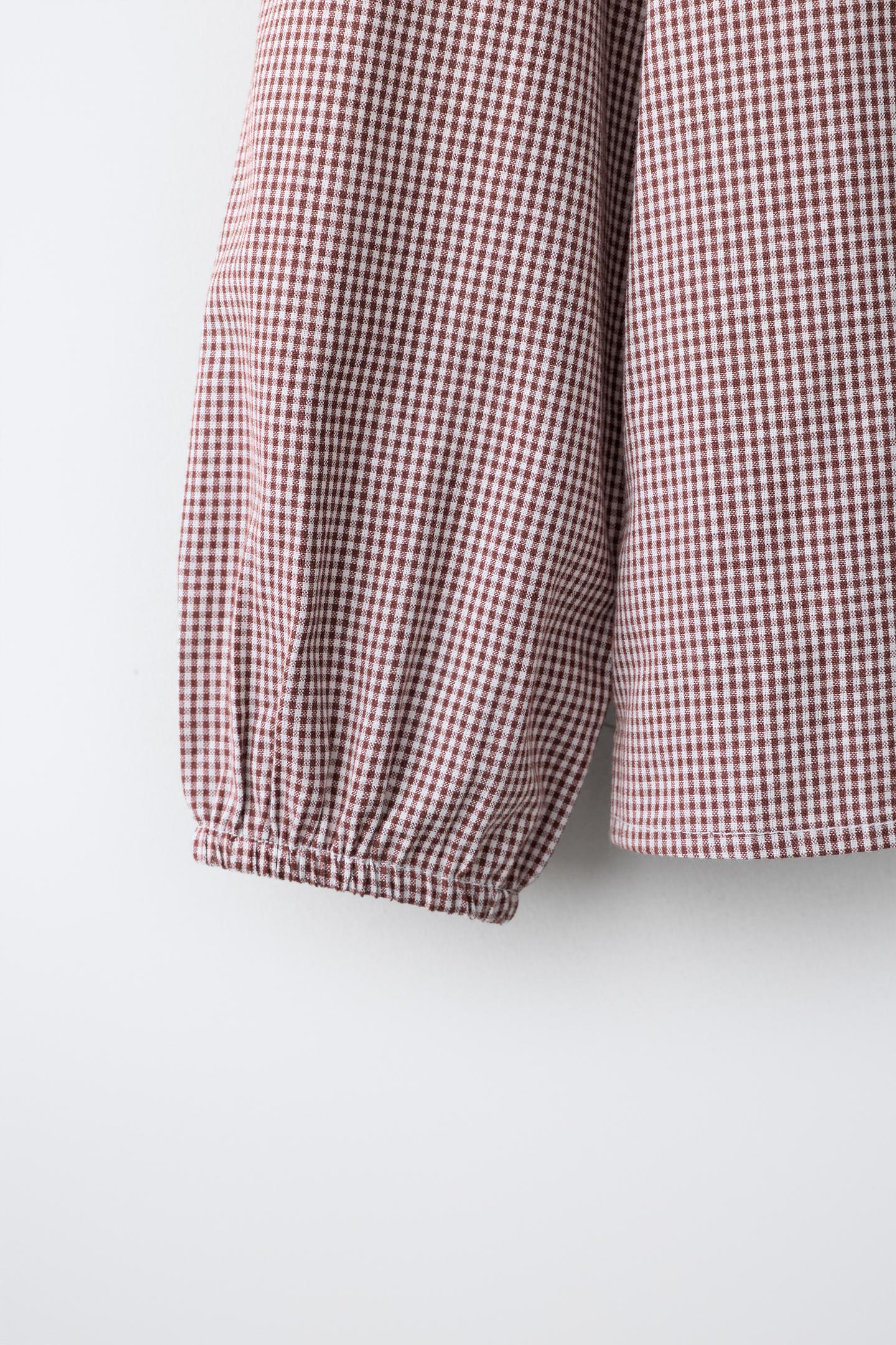 Детская рубашка Zara Check Stitch, цвет: Бордо / Экрю — фото 4