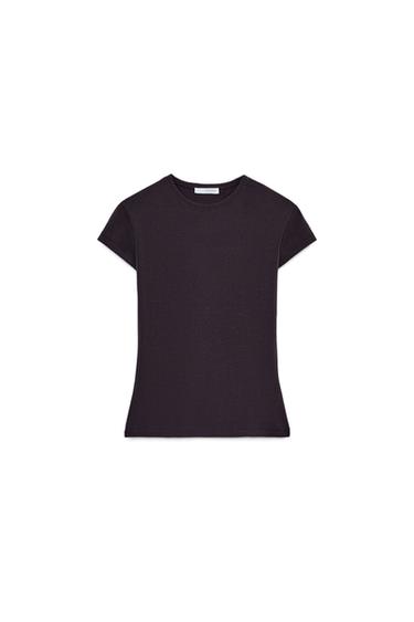 SHORT SLEEVE SLIM FIT T-SHIRT - Brown by Zara