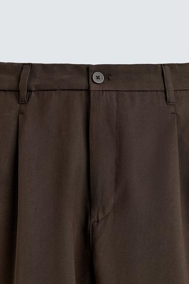 PANTALON FLUIDE COUPE DÉCONTRACTÉE À PLIS - Marron de Zara - Image 7