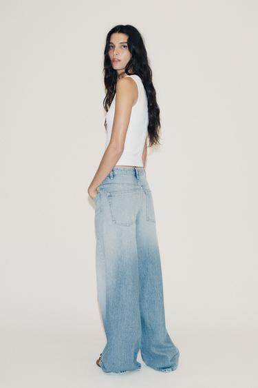 TRF WIDE-LEG HIGH-WAIST JEANS WITH CROSSOVER WAIST - Light blue by Zara - Image 4
