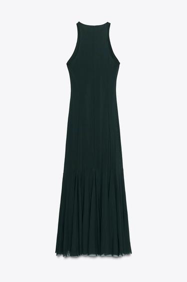 ROBE LONGUE EN TULLE À GODETS - Vert foncé de Zara - Image 6