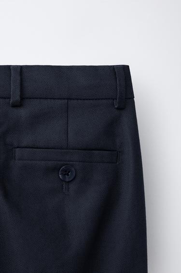 COTTON AND LINEN SUIT TROUSERS - Navy blue by Zara - Image 3