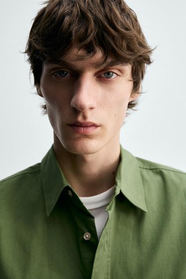 RELAXED FIT POPLIN SHIRT - Apple green by Zara - Image 5