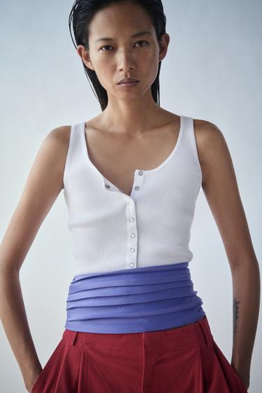 RIB KNIT TOP - White by Zara