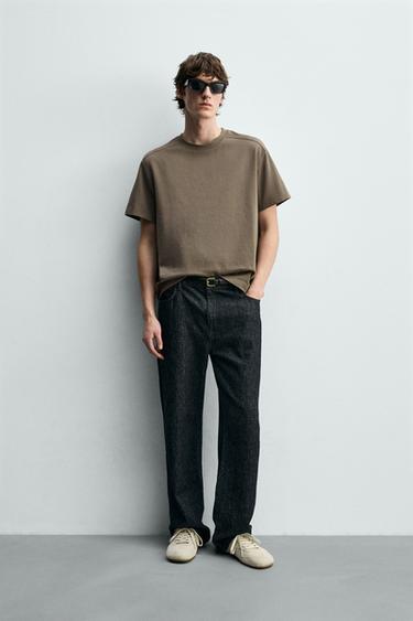 CAMISETA RELAXED FIT COSTURAS - Visón medio de Zara - Imagen 0